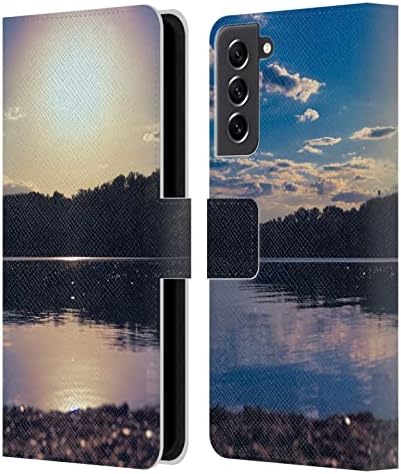 Projetos de capa principal licenciados oficialmente Simone Gatterwe Galom Sunset Leather Book Carteira Capa compatível com Samsung Galaxy S21 Fe 5g