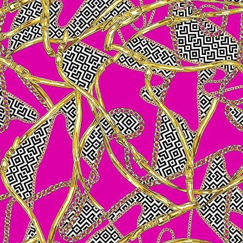 Fuchsia Gold Conversational Pattern impresso em tecido de malha de energia no quintal