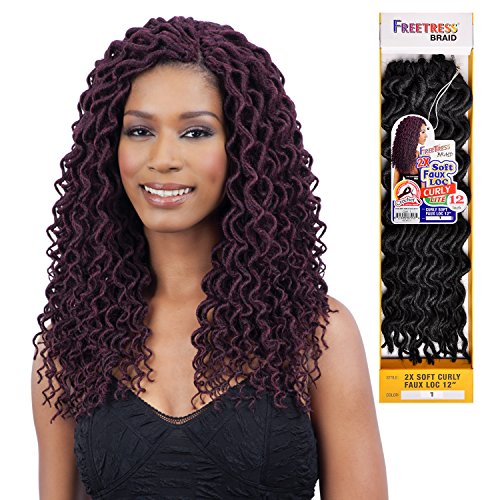 FreeTress 2x Soft Curly Lite Faux Loc Crochet Braiding Sintético Cabelo