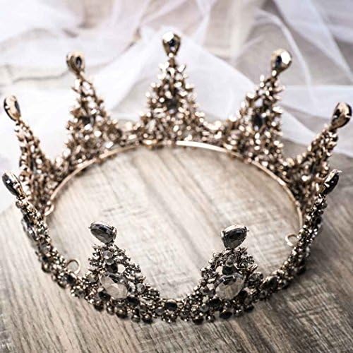 Aukmla Black Crown Gótico Capacete de Casamento Tiara Dolce Crown Bridal Crystal Tiara Diadem Cosplay Dark Evil Rainha Coroa para Mulheres e Meninas