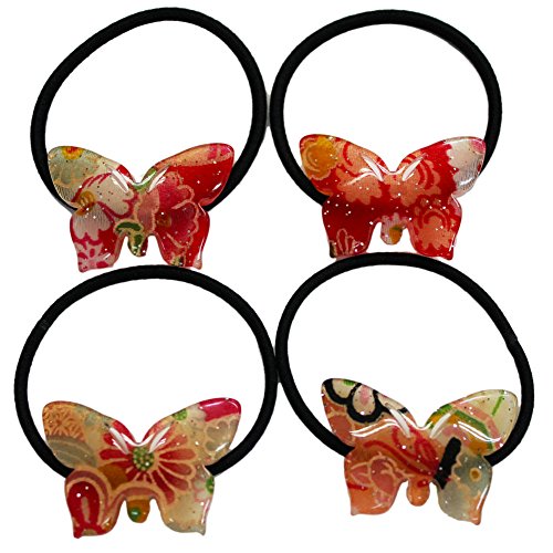 Chirimen japonês fez borboleta design acessório de cabelo elástico banda de cavalo rabo de cavalo