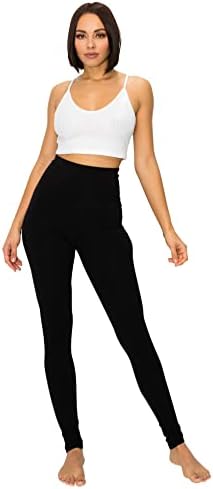 Ettellut - calças de algodão e spandex femininas com comprimento total - ótimo para ioga, treino, exercício, academia e corrida