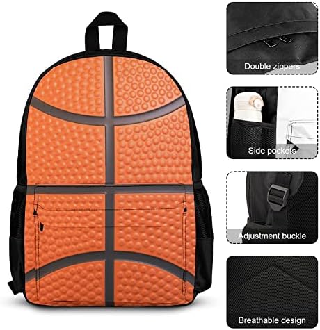 Mochila de textura de basquete da damtma, saco de livros de 3 peças e mochila de laptop esportivo com laptop esportivo com bolso frontal,
