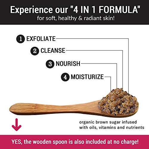 PuresCrubs Premium Premium Organic Brown Sugar Coconut Face & Body Scrub Set - Grande 16 onças, infundido com óleos essenciais