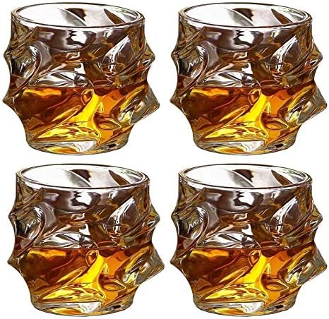 Whisky Decanter Whisky Glasses Conjunto de 4 Tumblers de uísque Ultra Clarity Vidro antiquado, óculos de cristal para beber bourbon, coquetéis, uísque escocês, vodka, 330ml de uísque