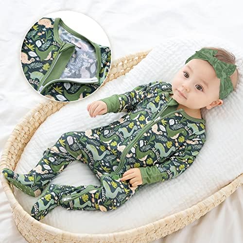 Little Jamjams Footie com zíper de uma peça de bambu de uma peça de bambu de pajamas de onesselos ultrafinos 0-36 meses