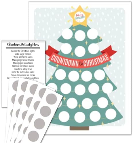 ScrathAway Christmas Tree Advent Calendar - Countdown para o gráfico de Natal - DIY Scratch Off Christmas Countdown Poster - 25 Risques de arranhões - 8,5 ”x 11”