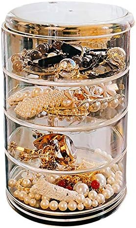 Jóias de breol jóias exibem armazenamento limpo quatro camadas rotativas caixa de gancho de gancho de jóias de acrílico