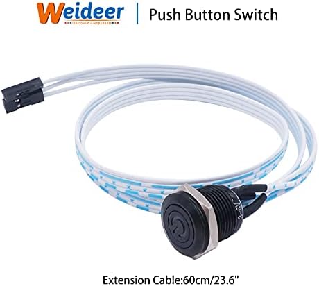 WEIDEER 16mm Momentary Push Buttern Chassi Metal Chassi Switch Impermeável 6V Ring Red LED Power Symbol Light On/Off Switch com fio para orifício de montagem de 5/8 de 5/8