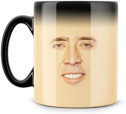 11oz Copo de café Cerâmica Novidade Magic Nicolas Cage Creepy Face meme engraçado nerd nerd de cor Alteração Nicolas Cage Fã Presente