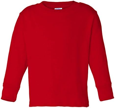 Skins de coelho 5,5 onças de criança. Camiseta de manga longa de camisa, 3t, vermelho