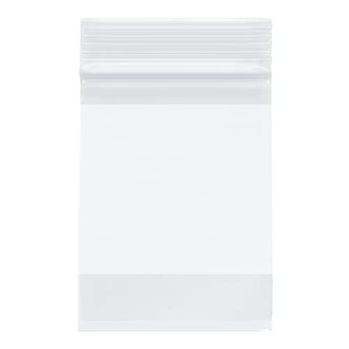 Plymor Sacos de zíper reclosável de plástico pesado com bloco branco, 4 mil, 3 x 4
