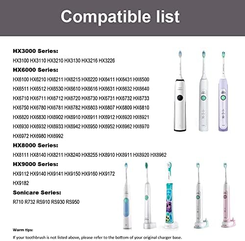 Carregador de substituição para Philips Sonicare Electric Tontherbush HX6100, carregador de viagem portátil para HX3000 / HX6000 / HX8000 / HX9000 SERIE