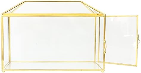 LibProqia Caixa de cartões de vidro grande para casamentos Gold Clear Cards Titular com caça -níqueis e portas 12,6 Contêiner