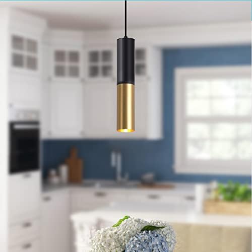 Omgomne luminária pingente moderna para ilha de cozinha, 1 luz de ouro preto pingente de iluminação teto pendurado cordão de luz