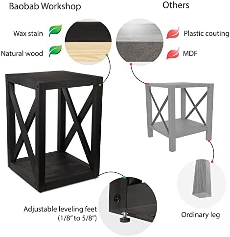 Baobab Workshop Mesa lateral de madeira para sala de estar, quarto - Mesa final de madeira maciça - artesanal na Europa