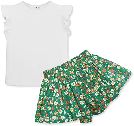Miipat Toddler Roupfits de verão para meninas com tampas e shorts de estampas florais Conjunto de roupas de bebê 2pcs