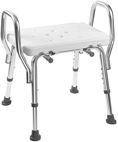 DMI Cadeira de chuveiro assento para banheira para banheira ou chuveiro para chuveiro interno, feito de alumínio não deslizante com