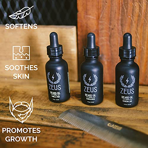 Óleo de barba natural de Zeus, óleo de condicionamento premium para amolecer a barba e o bigode - fabricado nos EUA 1 oz.