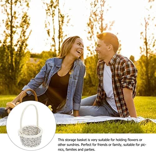 Mini cestas de flores com alças: cesta de cesta de flor de tubo de plástico cesta de cesta de aro pastoral cesto de cesta