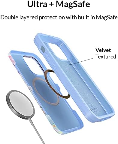 Caviar de veludo projetado para iPhone 13 Pro Case for Women [10ft Drop Tested] Compatível com MagSafe - Tampa de telefone magnético
