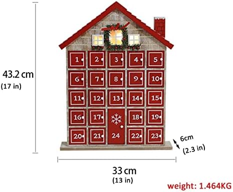 Wooden Christmas Advent Calendar Countdown para o Natal Led Holiday Decoration for Home Table Office Shop Front Door 24 gavetas de armazenamento