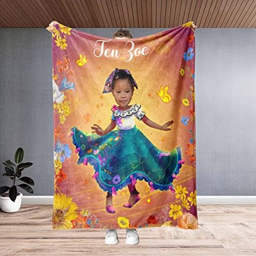 Angeline Kids USD fez cobertor de bebê personalizado com foto de rosto, Princess Dancing Custom Baby Blain Gifts, cobertor de bebê para meninas no aniversário de aniversário Minky 30x40