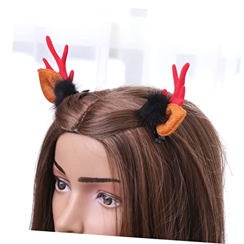 Bestoyard 2pcs clipes de cabelo garotas kid barrettes para clipes de cabelo de pano de natal clipes de orelha de rena de natal barretas
