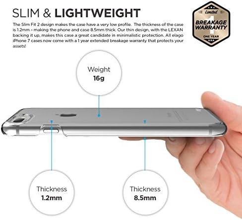 ELAGO IPHONE 7 Plus Case [Slim Fit 2] [Crystal Clear] - [Light] [minimalista] [True Fit] - para iPhone 7 Plus [incluído apenas vidro temperado+ protetor de tela]
