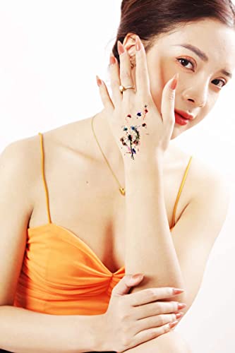 Tatuagem temporária de Dandelion Tatuagem Design colorido simples para mulheres Tattoo Tattoo fofo FLOR FLOR FLOR MELH