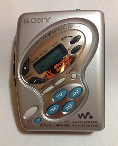 Sony WMFX481 Walkman Cassette Player com TV digital/Weather/AM/FM Tuner