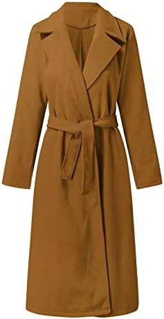 JXQCWY Feminino elegante casaco de ervilha de lã de colarinho de colarinho com cinto de manga comprida
