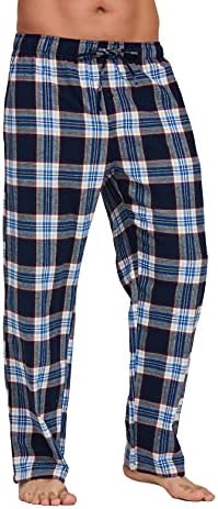 Calça de pijama de flanela de algodão algodão de algodão Yincozi masculino