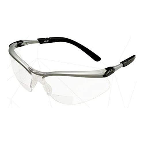 Segurança 3M 11374-00000-20 Eyewear de proteção ao leitor BX, lente transparente, estrutura de prata, +1,5 dioptria