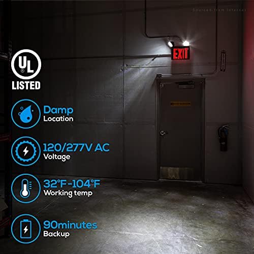 Torchstar Black Exit Sign com luzes de emergência pacote Leonlite 3CCC 120V LEDS LED LUZES, 2 PACO
