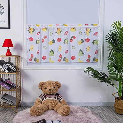 Cortinas de impressão de frutas coloridas Jaijy puras cortinas semi -garotas cortinas de cortina de cortina de cortina de barra de bolso de bedrrom bedrrom, 2 painéis, 39 w x 20 l