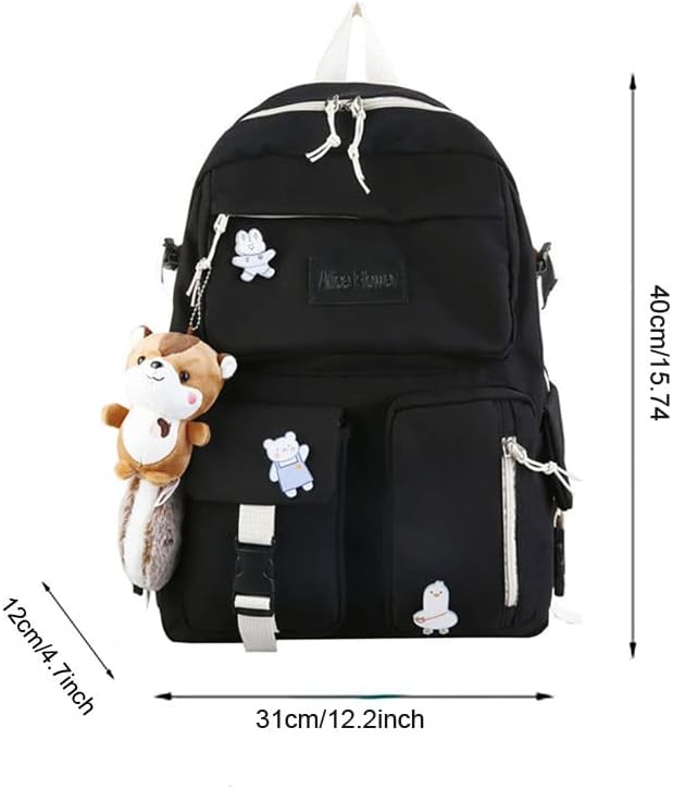 Mochila de laptop para meninas femininas mochilas de mochila saco conjunto com brinquedo de pelúcia para adolescente