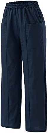 Calça casual míshui feminino feminino coloração sólida calça casual calça calça as bolsões elásticas da cintura