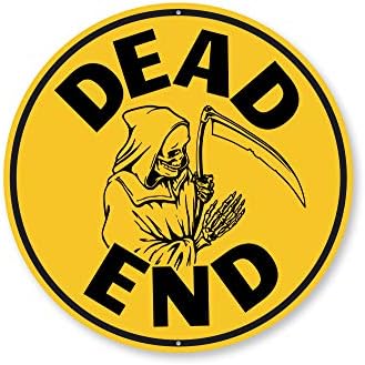 Dead end, decoração assustadora de Halloween, signo de metal de férias - círculo de 18