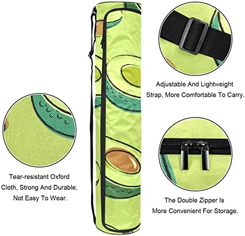 Meio abacate fríte em sacos de tapete de ioga verde saco de transporte de ioga de ioga para homens, exercícios de ioga transportadora com cinta ajustável