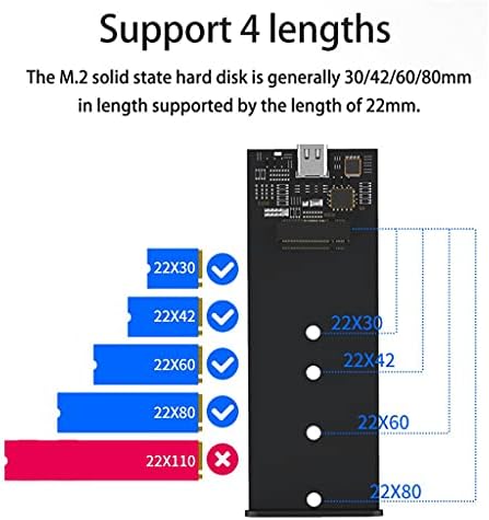 Llamn M.2 Caso externo SSD Porta USB tipo C USB 3.1 Gabinete de 10 Gbps M.2 Caso do disco rígido SATA HDD