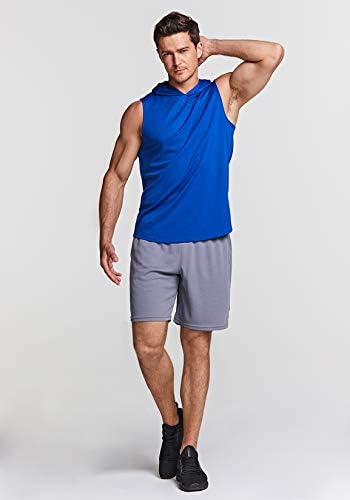 TSLA 3 Pacote de tanque muscular masculino com capuz, camisetas atléticas ativas secas e seco