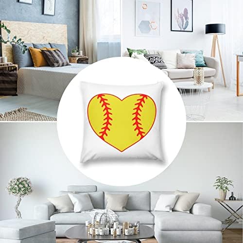 Love Baseball Heart Throw Pillow Capas conjunto de 2 estojos de almofada para sofá -sofá de brophases decorativos do carro do quarto