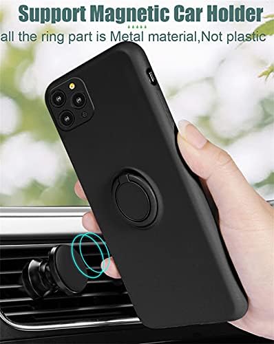 Compatível com a caixa do iPhone 12 Pro Max com suporte de anel, capa de silicone líquido de pára -choques macios Ultra Slim Microfiber Tamar Caixa de telefone protetora à prova de choque para iPhone 12 Pro Max 2020, 6,7 polegadas