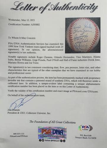 1999 A equipe do NY Yankees assinou beisebol, campeões da World Series 25 Sigs. PSA automático - bolas de beisebol autografadas