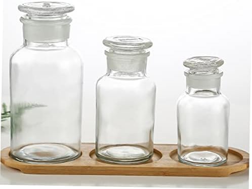 Villful 1pc reagente garrafa em pó recipiente de recipiente transparente garrafas de vidro com tampas garrafas de aperto remédios vazios com tampa garrafa de reagente de boca pequena garrafa de produtos químicos