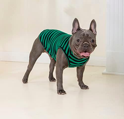 Camisa listrada de cachorro KaooooO cometopn Roupas de estimação fria e respirável, tanque de mangas extraconizado para cães de menino