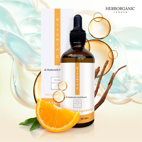 Serum de vitamina C herborgânica para face-50ml | Serum hidratante, anti -envelhecimento e iluminação da pele com vitamina