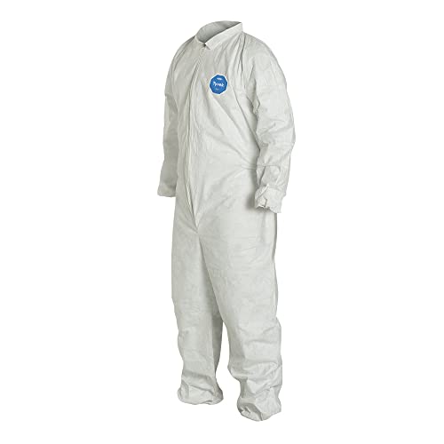 Dupont Tyvek 400 TY125S Protetivo descartável CoverAll com punhos elásticos, branco, 3x-grande