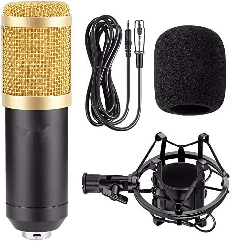 Kit de microfone de condensador profissional TWDYC: microfone para computador+montagem de choque+tampa de espuma+cabo como microfone